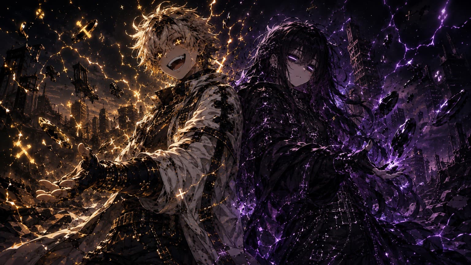 Gold and violet orbit